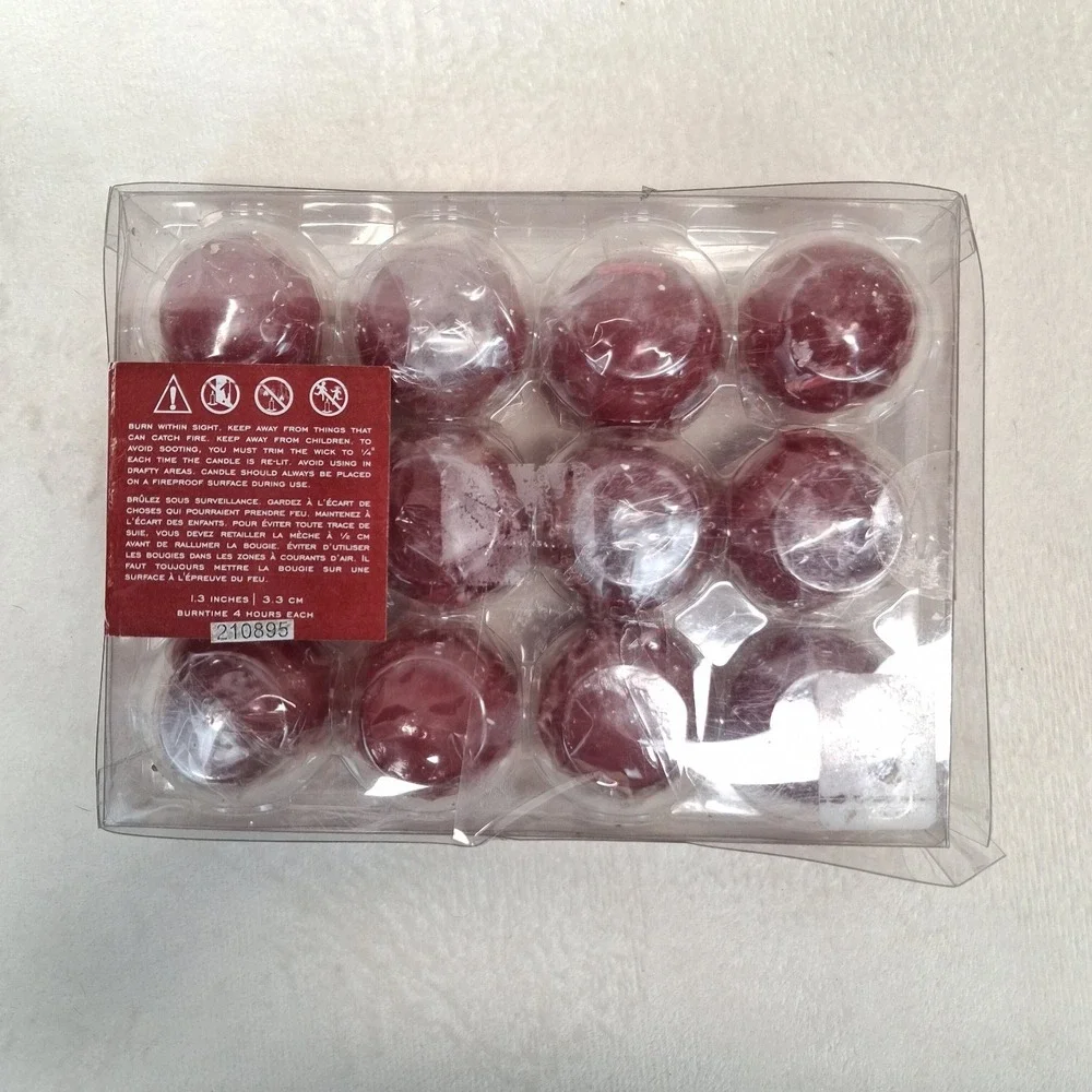 Pottery Barn Red Sphere Candles Box of 12 Individual 4 HR Burn READ